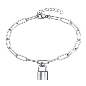 Pulsera de eslabones de acero inoxidable love lock para mujer