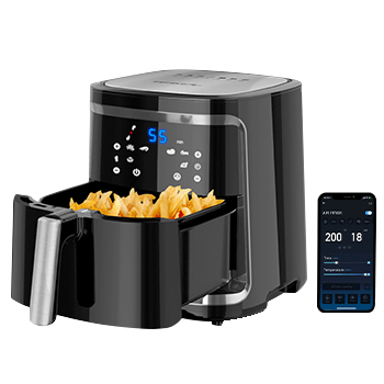 Aigostar Cube Smart - Freidora de aire inteligente sin aceite, 1900W, 7L. Modo manual, pantalla LED táctil, 7 funciones preestablecidas. Conexión Wifi. Libre de BPA