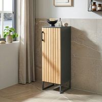 mueble de bano auxiliar svanes puerta 90x30x30cm - gris oscurobambu encasa