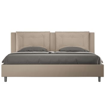 Cama King Size Italiana De Piel Sintética Andry-color Beige Claro-ropa De Cama 200x200 Cm