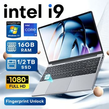 Nuevo portátil i9 de 15.6 pulgadas, Intel Core i9 9900/i3 6100U, pantalla IPS 4K, ordenador para juegos, 16 GB de RAM, 1 TB SSD M.2, Windows 11 Pro, Office, Notebook, PC, desbloqueo por huella