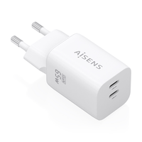 aisens cargador gan 65w 2xusb c pd3 0 qc4 0 blanco