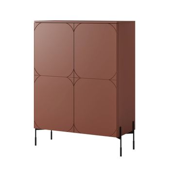 Aparador de 2 puertas con pie de metal burdeos 124x140 cm