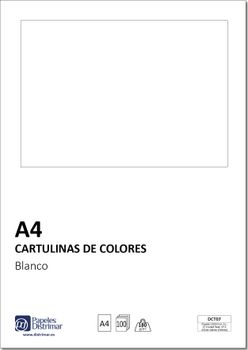 Distrimar DCT07 - Paquete de 100 cartulinas, A4, 180 gr/m2, color blanco