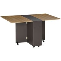 homcom mesa de comedor plegable con ruedas y almacenamiento 2 cajones y 1 armario 76x140x74 cm   aosom espana
