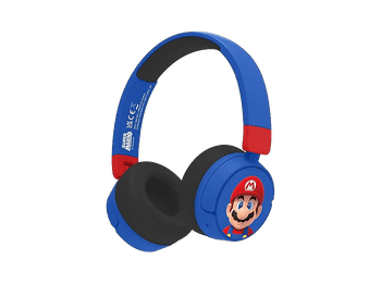 Auriculares infantiles - FR-TEC Super Mario Kids Wireless Headphones, Autonomía 24 h, Diadema, Bluetooth, Micrófono integrado, Plegables, Azul