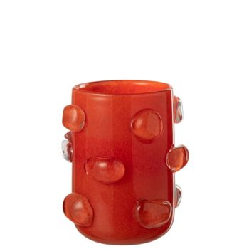Jarrón de cristal rojo 19 x 19 x 23 cm