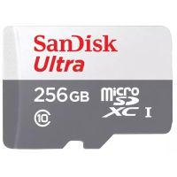 tarjeta microsdxc sandisk ultra 256gb uhs-i clase 10 gris blanco