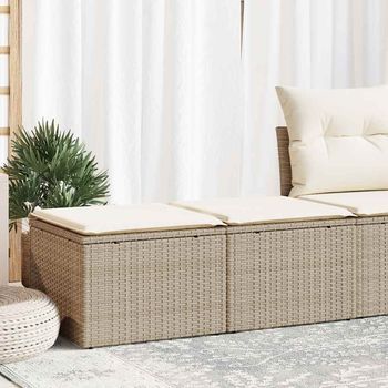 Set Sofás Jardín Y Cojines 2 Uds | Juego De Muebles De Jardín Ratán Sintético Acacia Beige Cfw72604