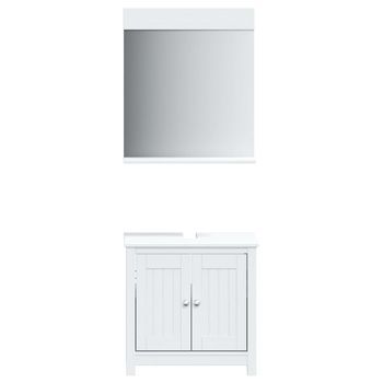 Juego De Muebles De Baño | Armario De Baño Berg 2 Piezas Madera Maciza Pino Blanco