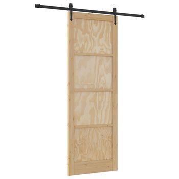 Puerta Corredera Orkdal Natural Y Negro 83 X 232 Cm Vidaxl