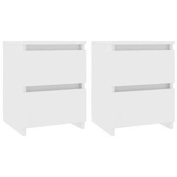 Mesitas De Noche 2 Uds Madera Contrachapada Blanco 30x30x40 Cm Vidaxl