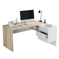 pack muebles despacho completo moderno 2 mesas escritorio con buck 5 armarios color blanco y roble