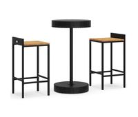mesa bar y taburetes jardin 3 piezas madera acacia ratan pe negro