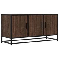 mueble tv madera ingenieria y metal marron roble 100x35x50 cm vidaxl