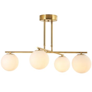 HOMCOM Lámpara colgante moderna con 4 pantallas esféricas, regulable en altura y giratoria 350°, blanco