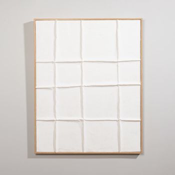 Cuadro pintado abstracto blanco, 68x85 cm