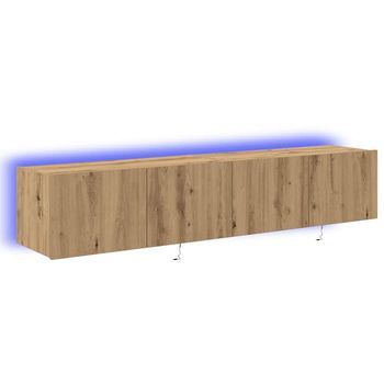 Mueble De Tv Montado En La Pared Con Led 2 Uds | Mueble De Salón | Gabinete De Tv Roble Artesanal