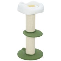 pawhut arbol rascador para gatos alto 92 cm con poste de sisal y cama con forma de flor verde   aosom espana