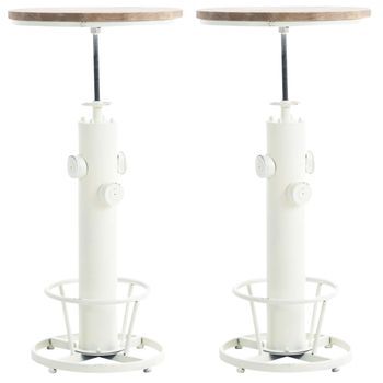 Juego De 2 Mesas De Bar Ruhr Metal Blanco Antiguo Ø 54 Cm Clp