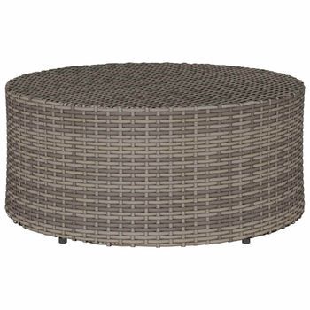Mesa De Jardín | Mesa De Café Para Exterior Gris Ø 68 X 30 Cm Ratán Sintético