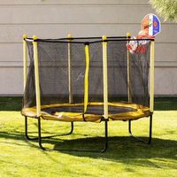 cama elastica sporty 140 cm con canasta de baloncesto de chipolino