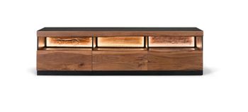 Mueble tv de madera de acacia natural y negra