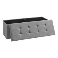 banco de almacenamiento plegable de lino con tapa 120 l - gris