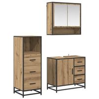 juego de muebles de bano 3 uds roble artisan 65 x 33 x 60 cm vidaxl