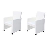 pack 2 uds sillas de comedor  silla de cocina cuero sintetico blanco