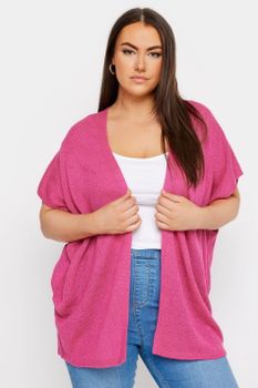 Yours Cárdigan De Punto Rosa Con Manga Sisa, Mujer Curvy Y Tallas Grandes, Yours