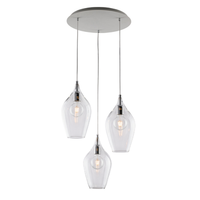 ares lampara de suspension de hierro con cristal pyrex transparente 3 luces 141 o50 bl273-s3-tr