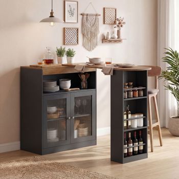 Mesa De Bar De Mdf Homcom 150x80x105,5 Cm - Negro