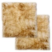 juego de 2 cojines de silla marron oveja autentica 40x40cm dec021285