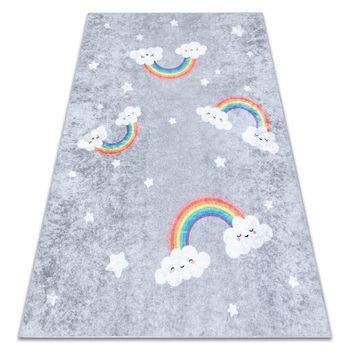 Alfombra Lavable Junior 52063.801 Arcoiris, Nubes Para Niños Antidesl 160x220 Cm
