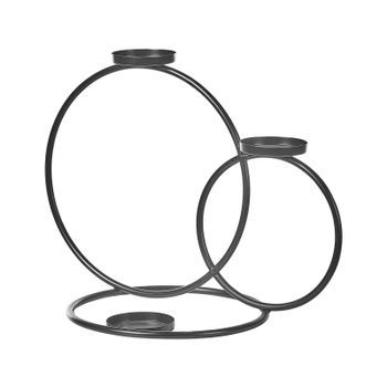 Portavelas De Metal Negro 33 Cm Anillo Centro De Mesa Minimalista Cakung