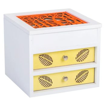Joyero de madera multicolor 18x18x16