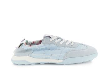 zapatillas con cordones en tejido y ante light blu 40
