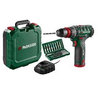 parkside - atornilladora taladradora recargable 12 v parkside x 12 v team con bateria de litio 20 ah 35 nm y 19 niveles de par para madera metal y plastico