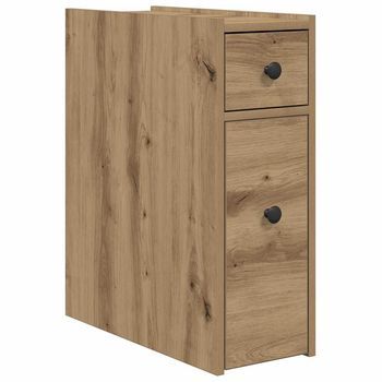 Armario De Baño | Mueble De Baño Estrecho Con Ruedas Madera Roble Artisian