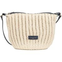 lancaster bandolera bolso bandolera de algodon trenzado y piel azul para mujer