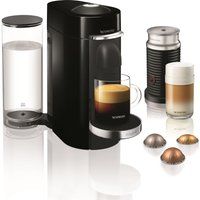 nespresso by magimix vertuoplus coffee machine with aeroccino - piano black black