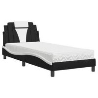 cama viana con colchon cuero sintetico negro y blanco 90x200 cm vidaxl