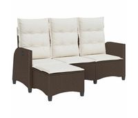 vidaxl sofa de jardin reclinable con cojines en forma de l marron