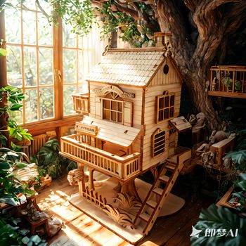 Rompecabezas estéreo 3D, casa del árbol, bricolaje, modelo ensamblado a mano, modelo de ensamblaje, regalo de cumpleaños de vacaciones de madera, juguete creativo