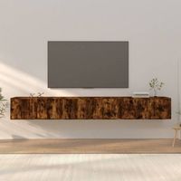3 uds muebles tv de pared  mueble de salon  armario tv roble ahumado 100x345x40 cm cfw780908