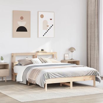 Cama De Matrimonio | Cama De Adulto | Estructura De Cama Sin Colchón Madera De Pino Blanca 140x200 Cm Cfw339296
