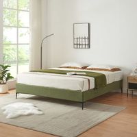 cama doble lilla con revestimiento de pana 180x200 cm - verde encasa