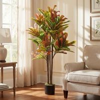 croton artificial de peva homcom o55x120 cm multicolor