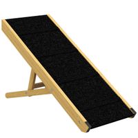 pawhut rampa para mascotas de madera con altura ajustable en 4 niveles para perros pequenos y medianos 835x35x475 cm natural